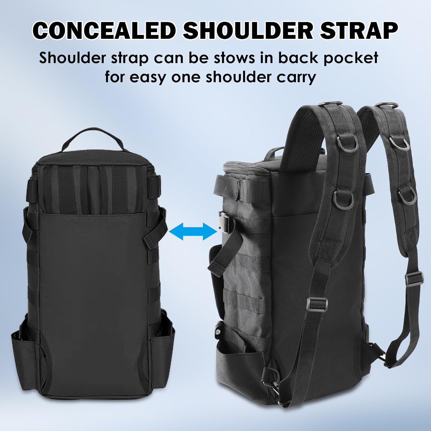 Fishing Tackle Backpack, Multifuction Large Capacity Sling Bag Holds Rods, Reels and Fishing Gear Equipment for Fishing, Camping, Hiking(Black)