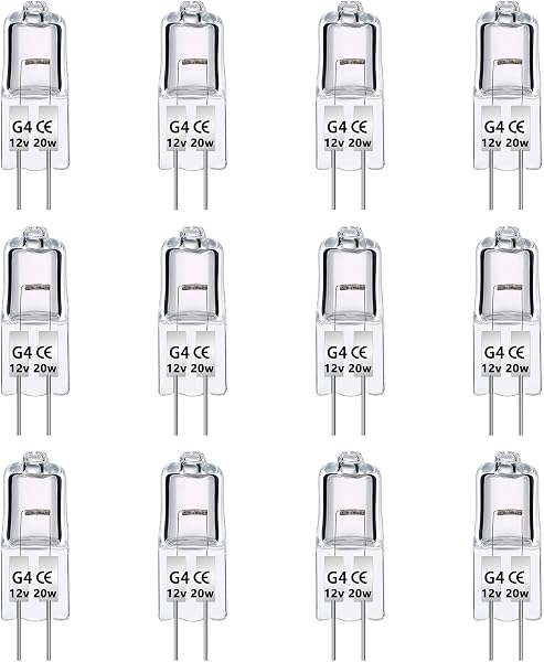 Caldarax 12 Pezzi Lampadina Alogena G4 20W 12V Dimmerabile, 280LM, Bianco Caldo 2700K, Lampadine G4 Alogene Bi-Pin Base Capsula, Trasparente, per Lampadine Cappa Cucina, Lampadario - 1