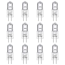 Caldarax 12 Pezzi Lampadina Alogena G4 20W 12V Dimmerabile, 280LM, Bianco Caldo 2700K, Lampadine G4 Alogene Bi-Pin Base Capsula, Trasparente, per Lampadine Cappa Cucina, Lampadario