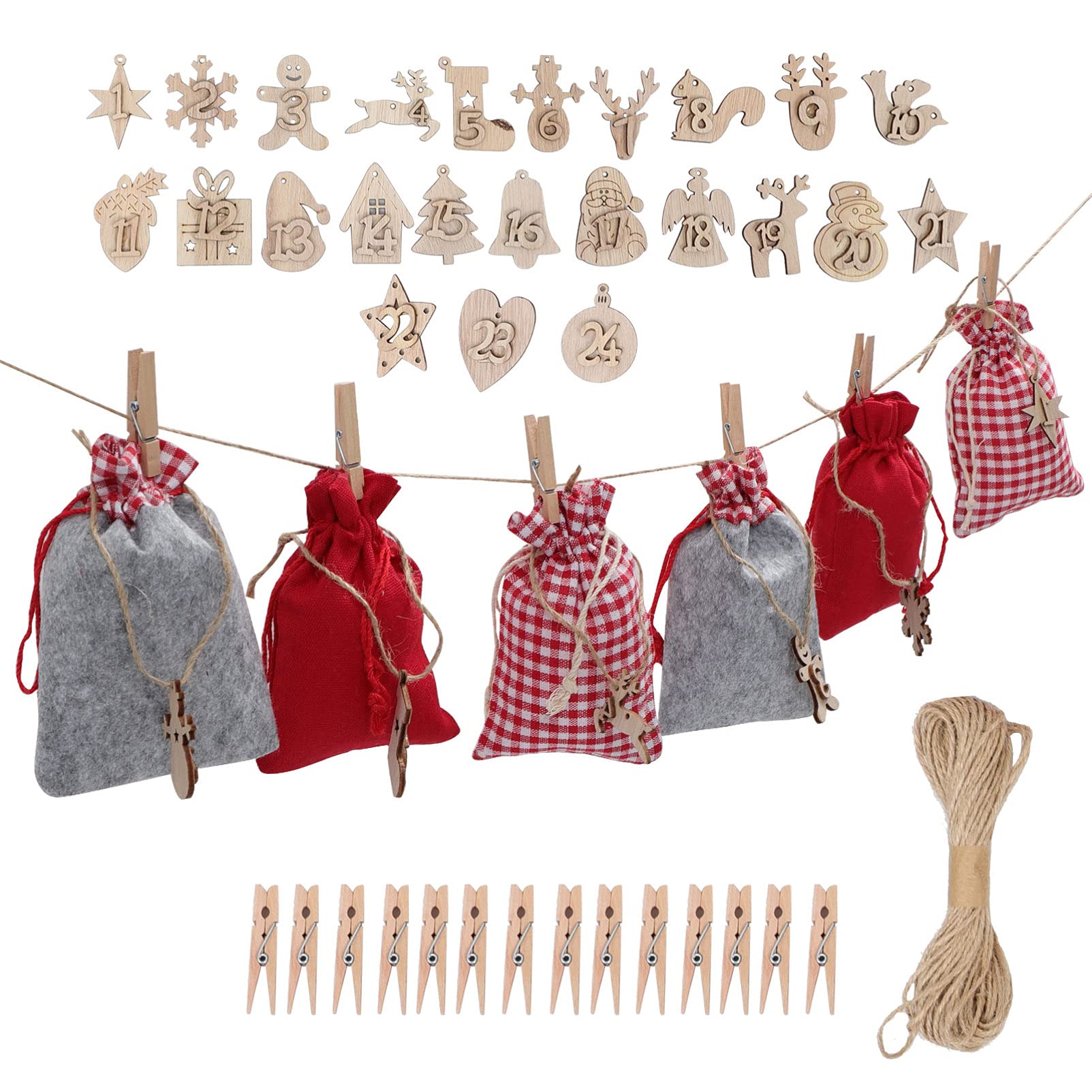 Amazon.com: 1 Set Christmas Calendar Bag Christmas Garland Dessert  Containers Advent Calendar Bags Diy Advent Calendar Christmas Candy  Christmas Drawstring Bags Dessert Bag Gift Number : Home & Kitchen