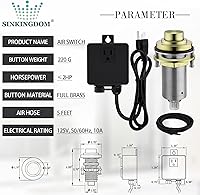 Vista 2 de Kit de interruptor de aire SinkTop con botón largo de latón dorado (latón completo) para eliminación de basura