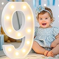 Vista 49 de Pooqla Letras y Números Decorativos con Luces LED, Letras y Números de Neón de Plástico Blanco para Decoración de Fiestas, Bodas, Funciona