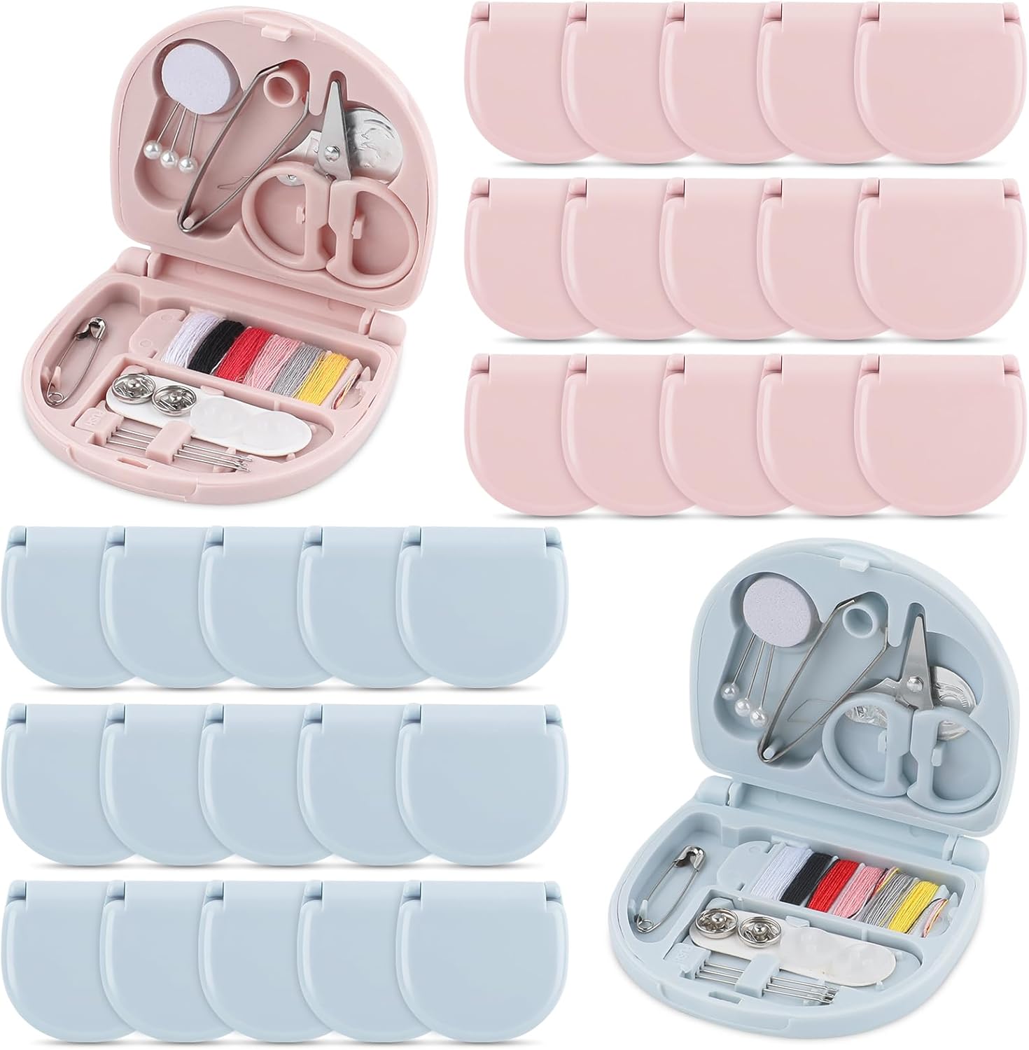 30 PCS Mini Travel Sewing Kit, DIY Sewing Supplies Portable Travel Sewing Kit, Beginner-Friendly Organizer Box with Essential Sewing Tools for Emergency Repairs, Ideal for Family Travelers Use