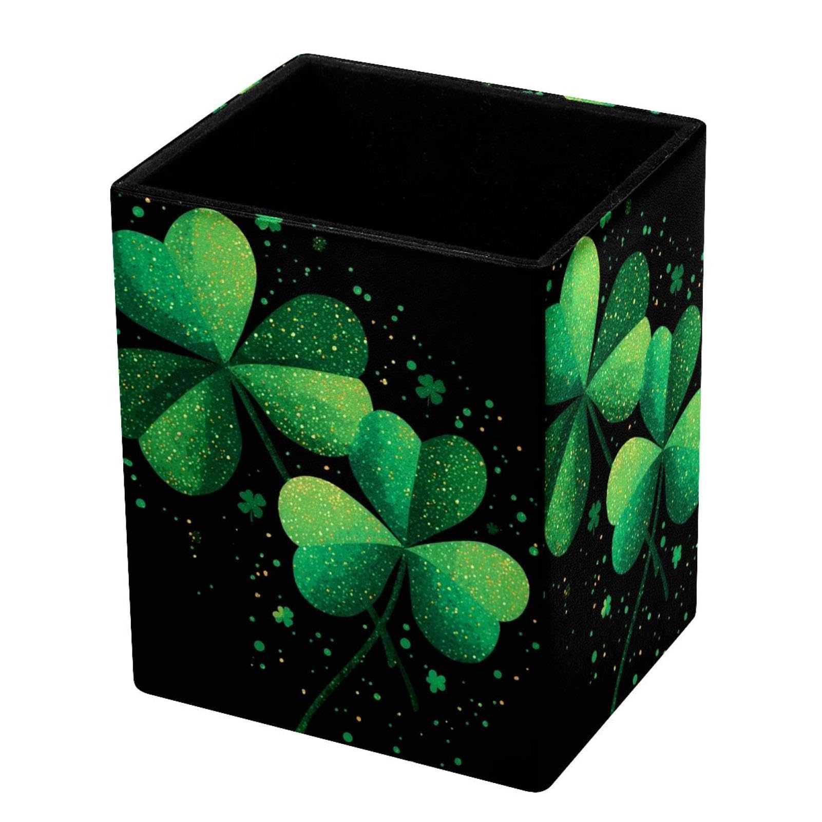 VAPOKF Pencil Holders for Desk, Shamrock Printed Pen Holders Pen Pot Makeup Brushes Storage Desktop Stationery Supplies Organiser for Home Office
