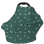 Carseat Covers for Baby Breastfeeding - Multi use Car Seat Canopy Cover, Infant Stroller Canopy Cover for Girls (Green Print)