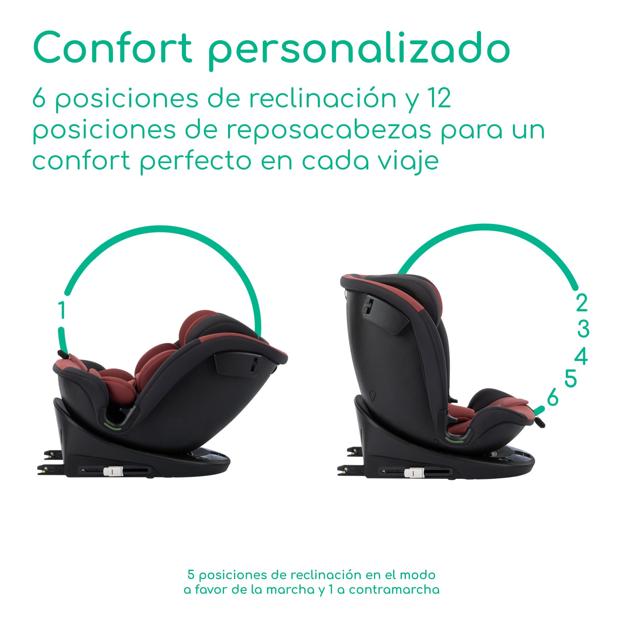 Bebeconfort RevolveFix 360 i-Size Girevole 360, Seggiolino Auto 0-36 Kg, 0-12 anni, ISOFIX con Top Tether, Seggiolino Reclinabile 6 Posizioni, 12 Posizioni Poggiatesta, Tessuti Traspiranti, Dual Red