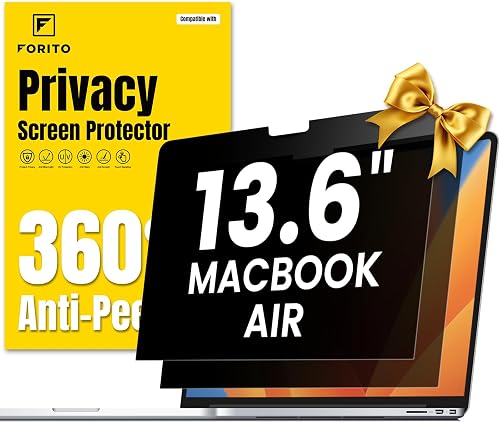 2-Pack 360° Privacy Screen Compatible with MacBook Air 13.6 inch (2022-2025, M2, M3, M4), Eye Protection Anti Glare Anti Blue Light Computer Privacy Screen Shield