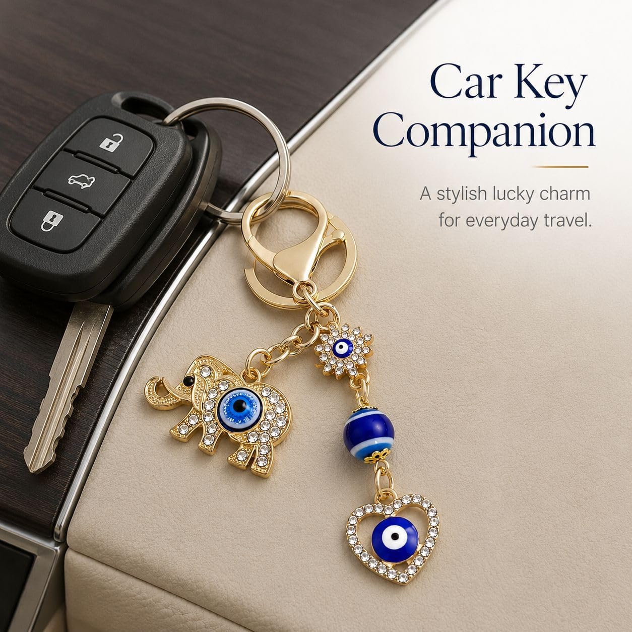 Evil Eye Bag Charm Rhinestone Evil Eye Keychain Lucky Purse Accessory image 5