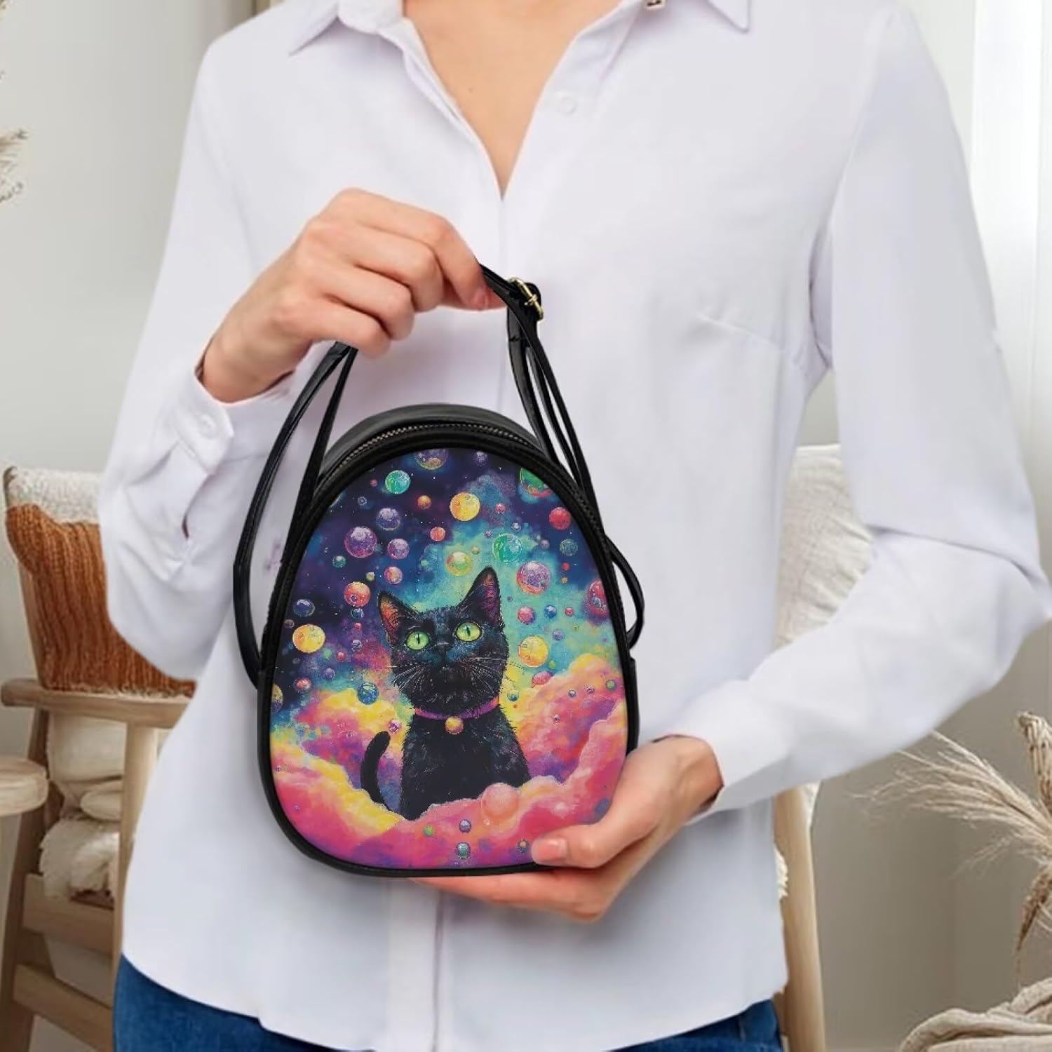 PU Leather Ladies Bag Crossbody Purse with Double Zipper Pocket Women's Double Layer Leather Shoulder Square Bags