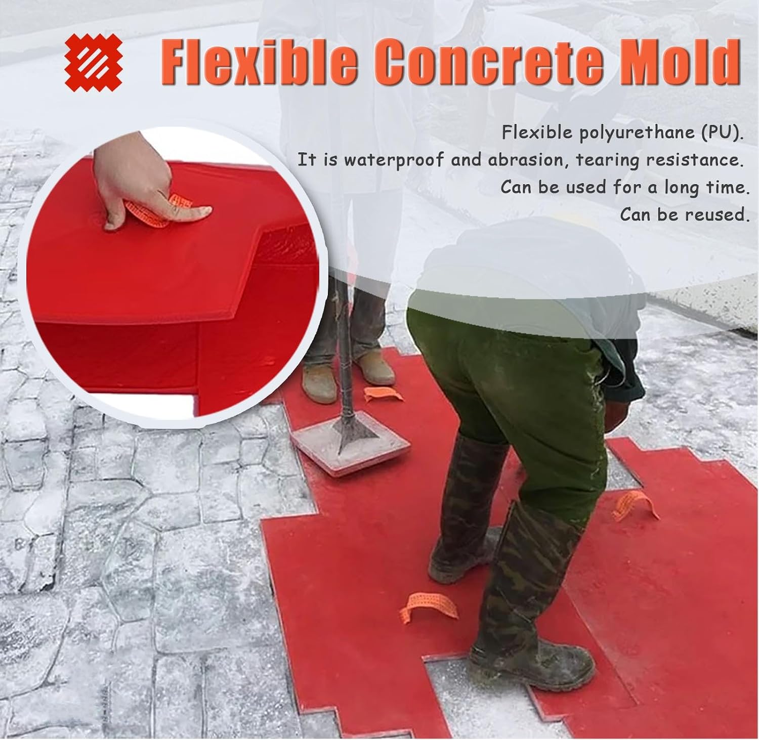 Concrete Stamp DTY Cement Concrete Mold for Patio Deck, Grounds Paths Printing Texturing Mats Wood Panel, Stone Decorative Stamp Mat for Indoor Outdoor