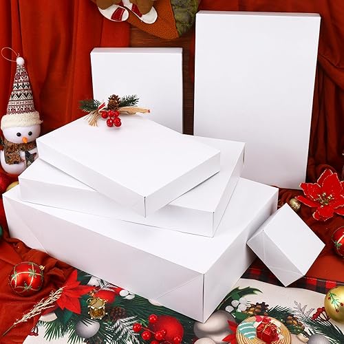 Miniatura 4 de Moretoes Paquete de 16 cajas de regalo con tapas, cajas de regalo blancas a granel para regalos, varios tamaños para envolver regalos, cajas de