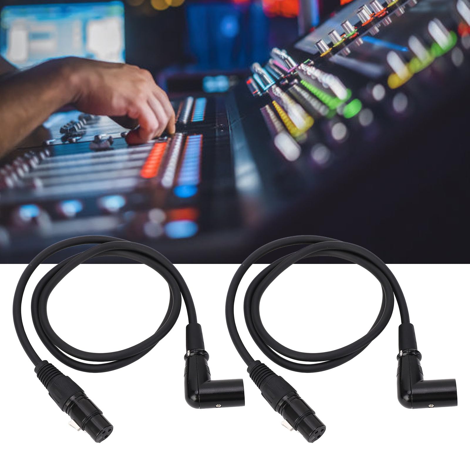 XLR Kabel, Rechter Winkel, 2 Pack, 3 Pin Mikrofonverlängerung, Männlich zu Weiblich, 30cm für Profisound, Live Auftritte, Studio Aufnahmen, HomeStudio
