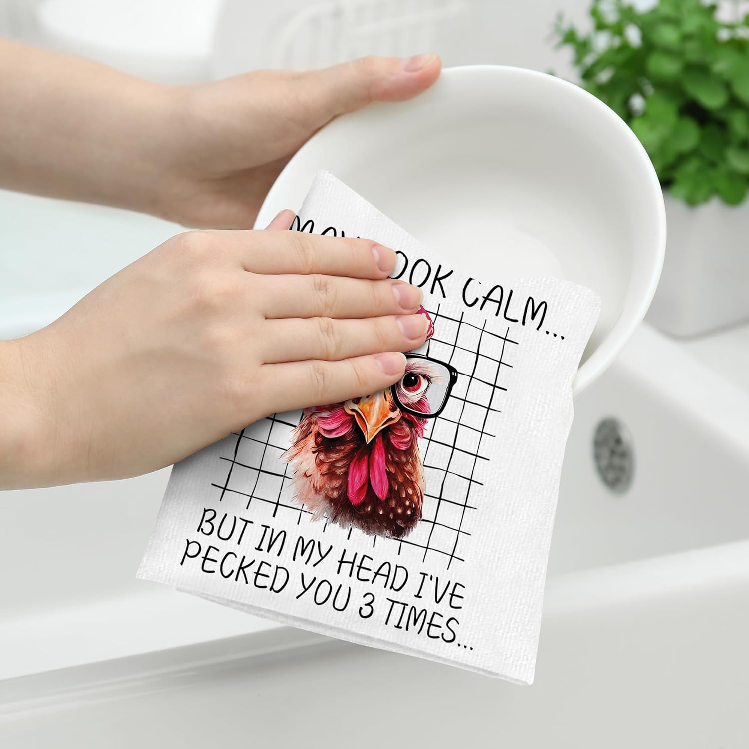 Funny Chicken Kitchen Towels Set of 2,Soft Absorbent Dish Towel Dishclothes, Rooster Lover Gift, Farmhouse Tea Hand Towels Rooster Kitchen Decor, Chicken Gifts for Women 16x24 Inch - Image 3