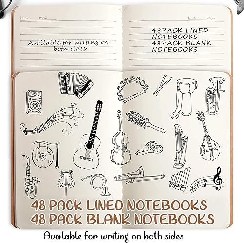 Miniatura 3 de Paquete de 96 cuadernos de papel kraft A5 con líneas y en blanco de 8.3 x 5.5 pulgadas, cuaderno de viaje para viajeros, estudiantes, diario,