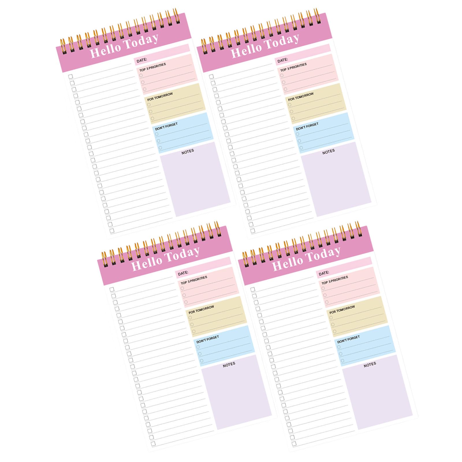 NONGYU Juego de 4 cuadernos de 5 espirales prácticos diarios de papelería, suministros escolares y de oficina
