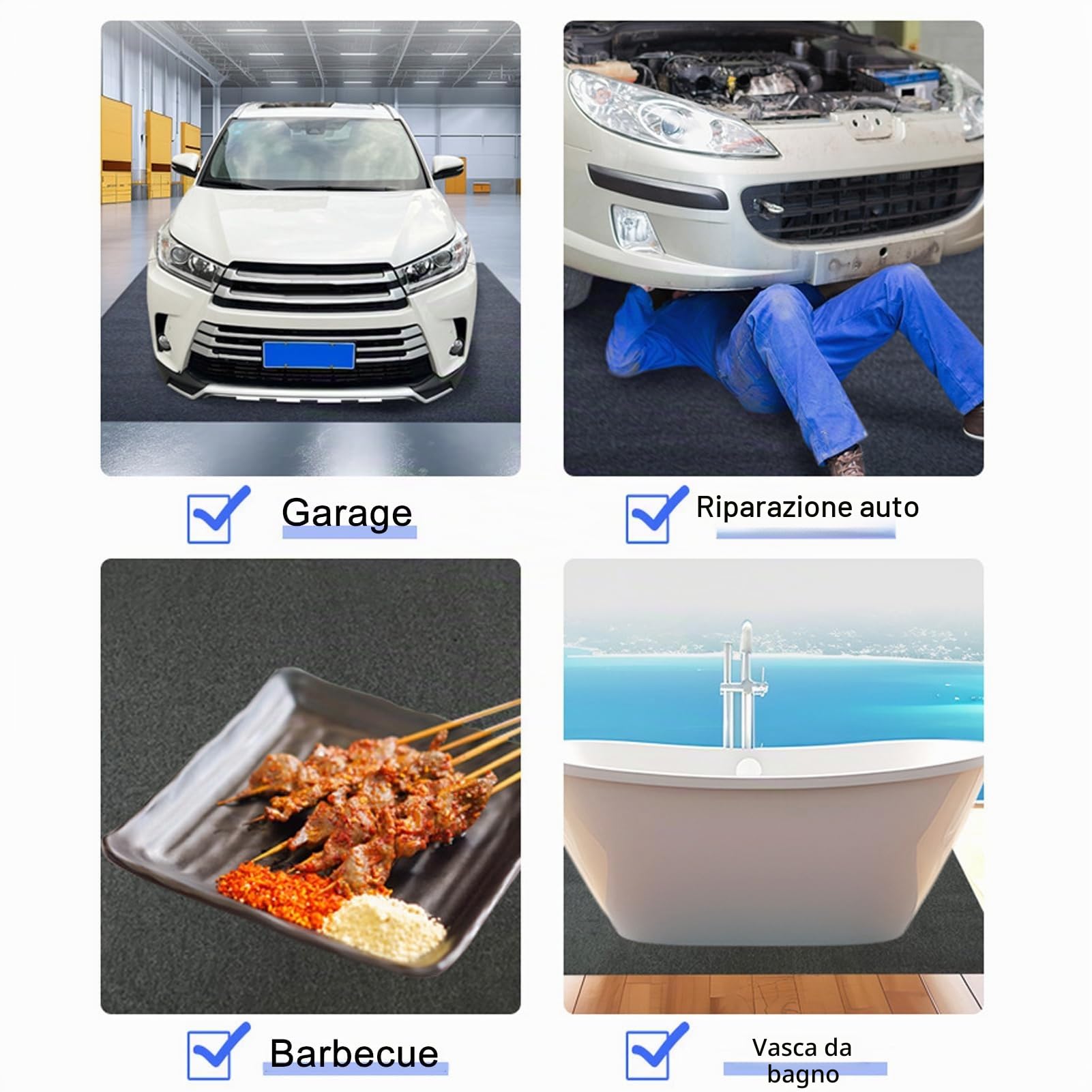 Tappetino per garage spesso 3 mm, resistente, 230 x 520 cm, impermeabile, per auto, moto, officine, antiscivolo, anti-fuoriuscite di olio, rivestimento in feltro su misura, facile da pulire e
