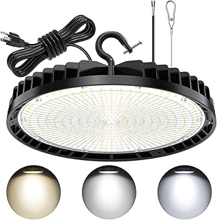 KUKUPPO - 240W 190W 140W LED High Bay Light, Adjustable, 3000K, 4000K, 5000K, 5ft Cord with Plug, 0-10V, Dimmable, 100-277...