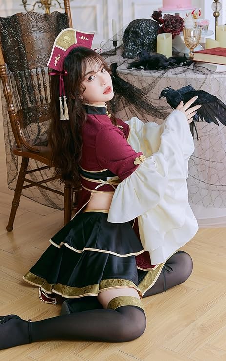 Amazon.co.jp: [Malymoon] 道士 チャイナ 中華 中国 フリル レッド