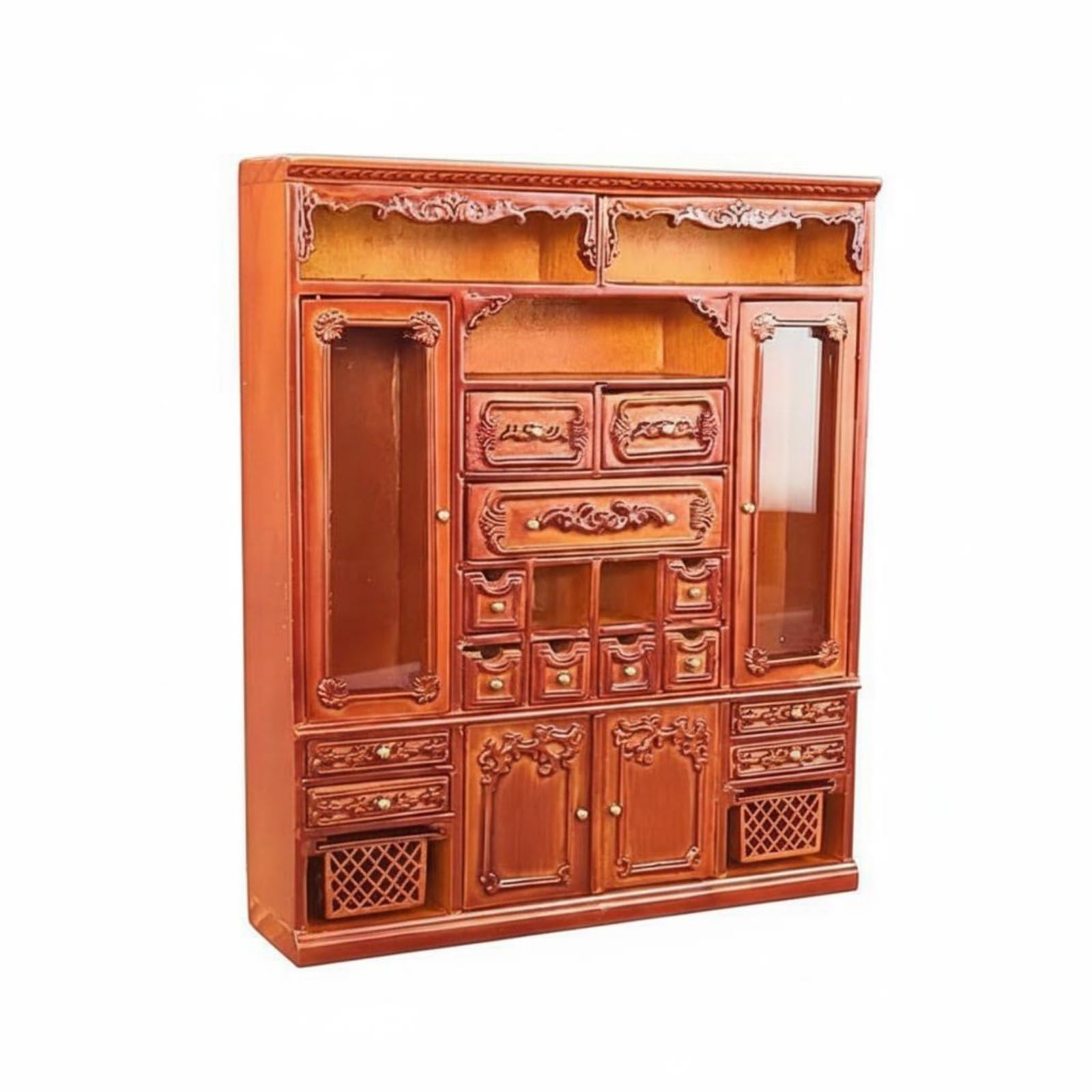 Mini Armadio Miniatura Armadietto Modello Casa Delle Bambole in Legno con Sportelli E Cassetti Funzionanti Artigianato Europeo Adatto per Collezionisti Diorami Esposizione Domestica 1 12