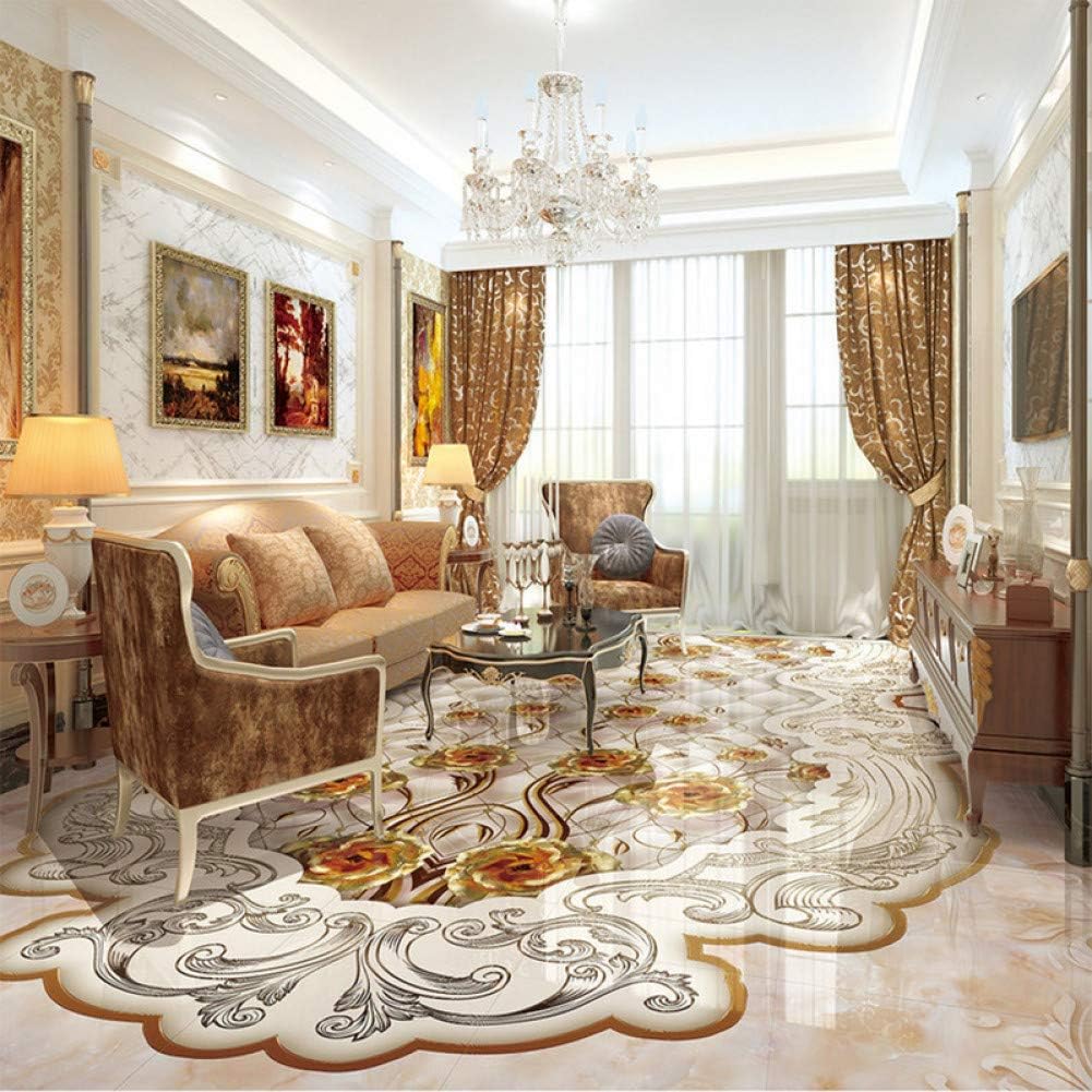 TIANXINBZ Custom Photo Wall Paper Style Gold Rose Reliefs Marble Murals Wallpaper Living Room Hotel 3D Floor Tiles 3D,250cm(W) x160cm(H)