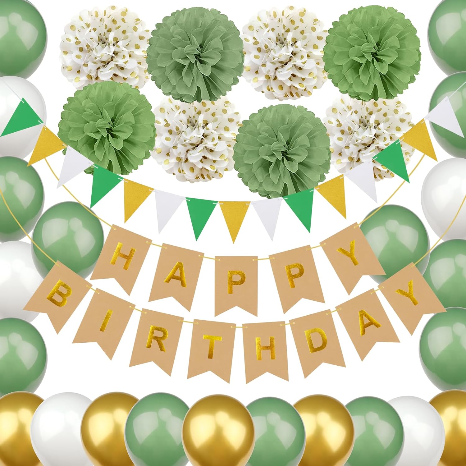 Geburtstag Dekoration Set - Birthday Banner Mit Wabenbällen In Schwarz/Gold