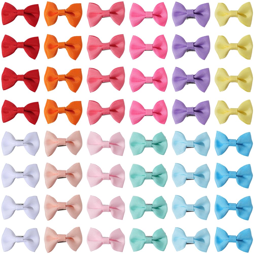 CREATCABIN 48 pz. Fiocchi Capelli Cani Piccoli Clip Fatti A Mano 12 Colori 3.6x2.35cm