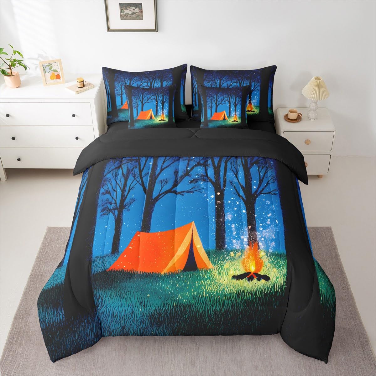 Feelyou Red & Black Geometric Bedding Set -19