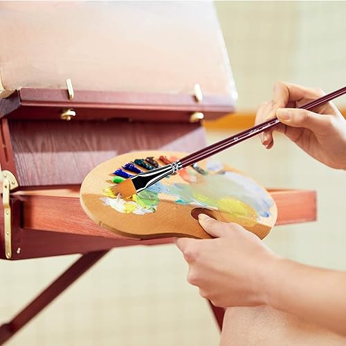 Miniatura 5 de Pinceles para pintura acrílica, 6 piezas, pincel de pintura acrílica para óleos, acuarela, gouache, pintura facial, mango largo.