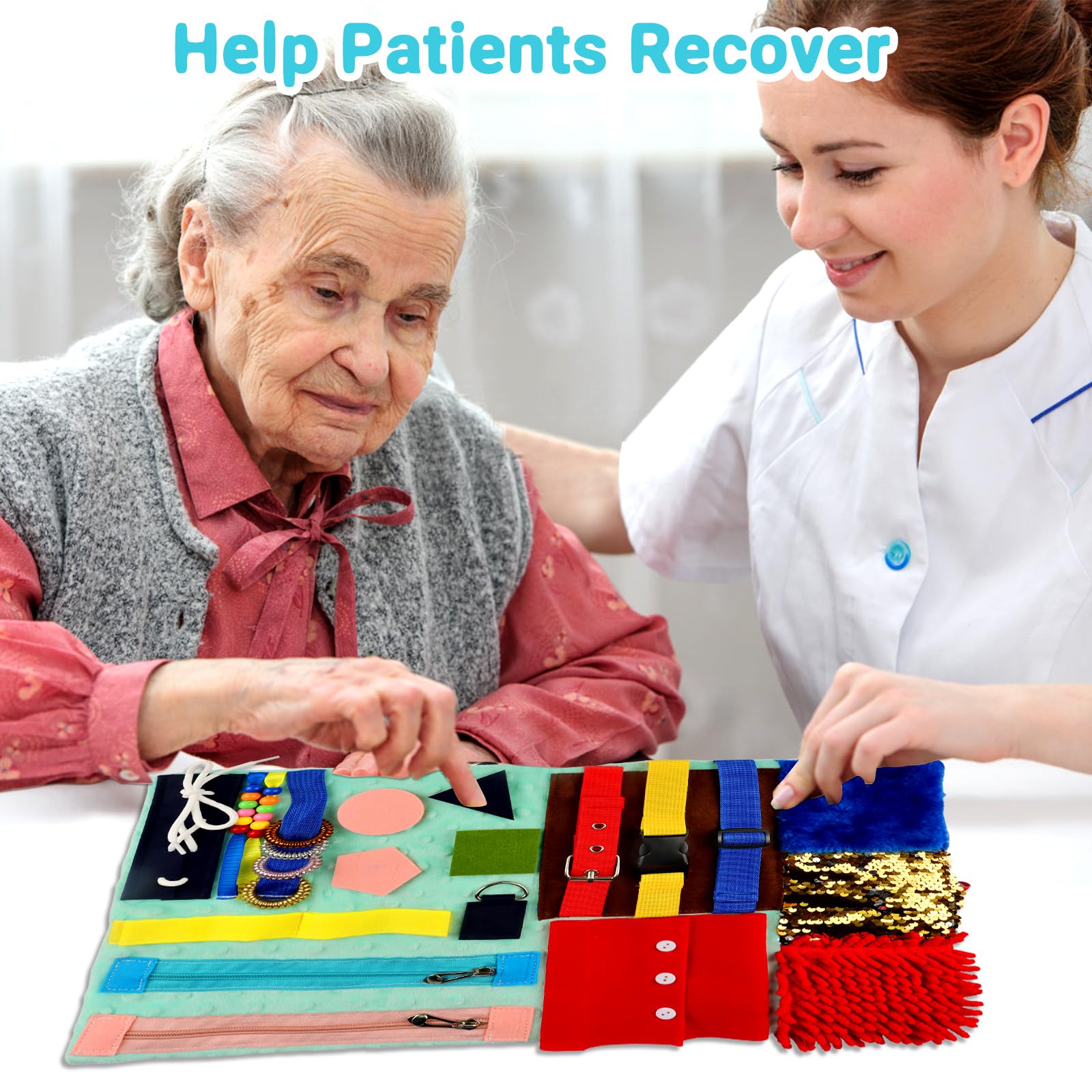 Manta antiestrés para adultos con demencia, Alzheimer, demencia, sensorial, manta para actividades para personas mayores, productos para el cuidado de ancianos, regalos para pacientes, terapia
