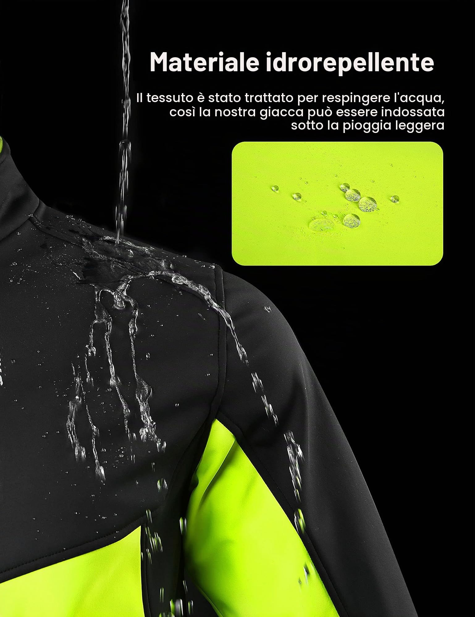 INBIKE Giacca Antivento Ciclismo Uomo Giacche Ciclismo Invernale Impermeabile Bici Trekking Running Softshell Antipioggia Bicicletta Verde S