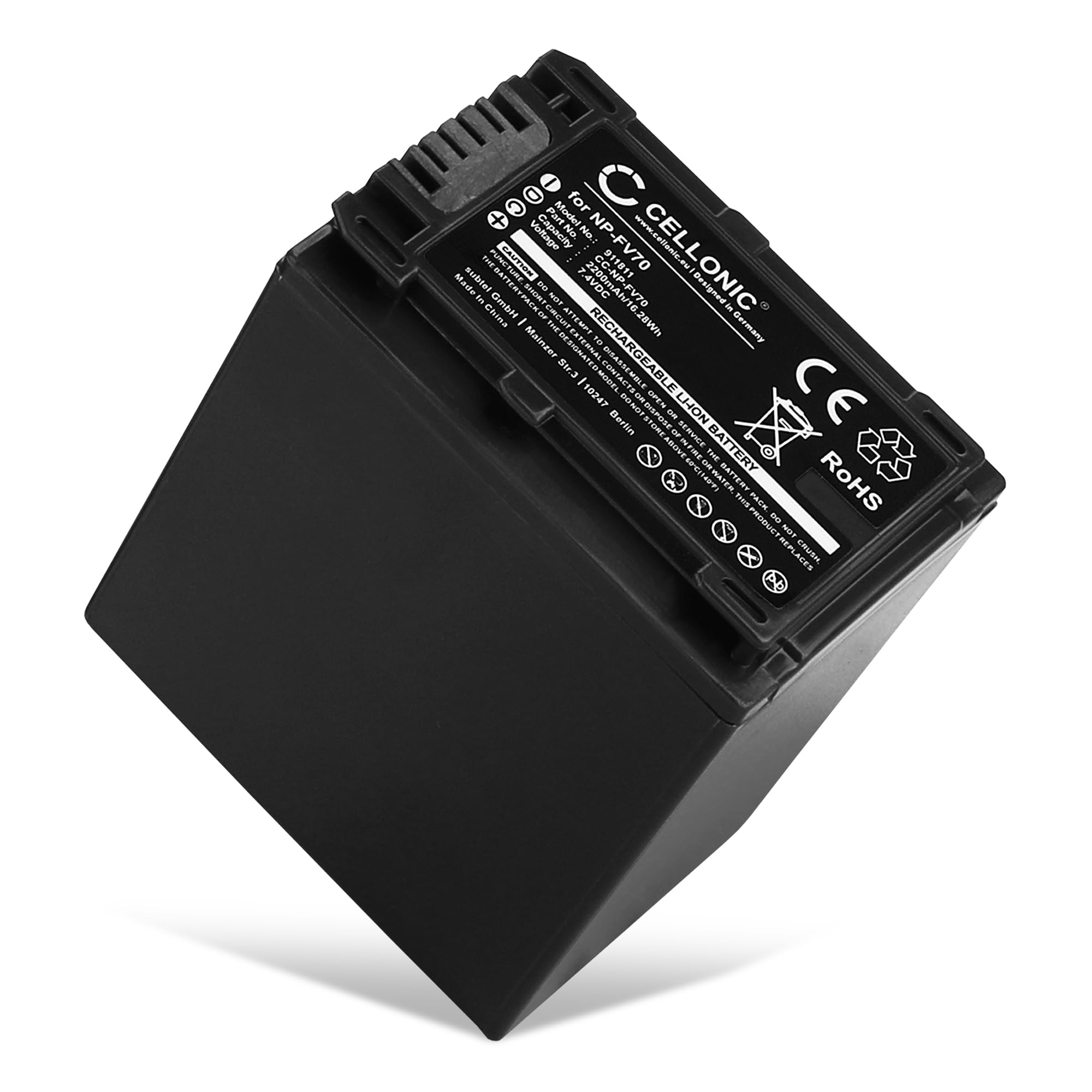 CELLONIC 1x Akku für Kamera Kompatibel mit Sony FDR-AX33, HDR-CX250, HDR-CX270, NP-FV70 - (2200mAh, 7.4V)