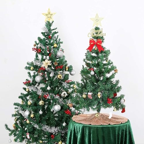 Miniatura 78 de Falda de árbol de Navidad de lentejuelas: Falda de árbol de bronce de 24 pulgadas, falda de satén con lentejuelas Falda de árbol pequeño