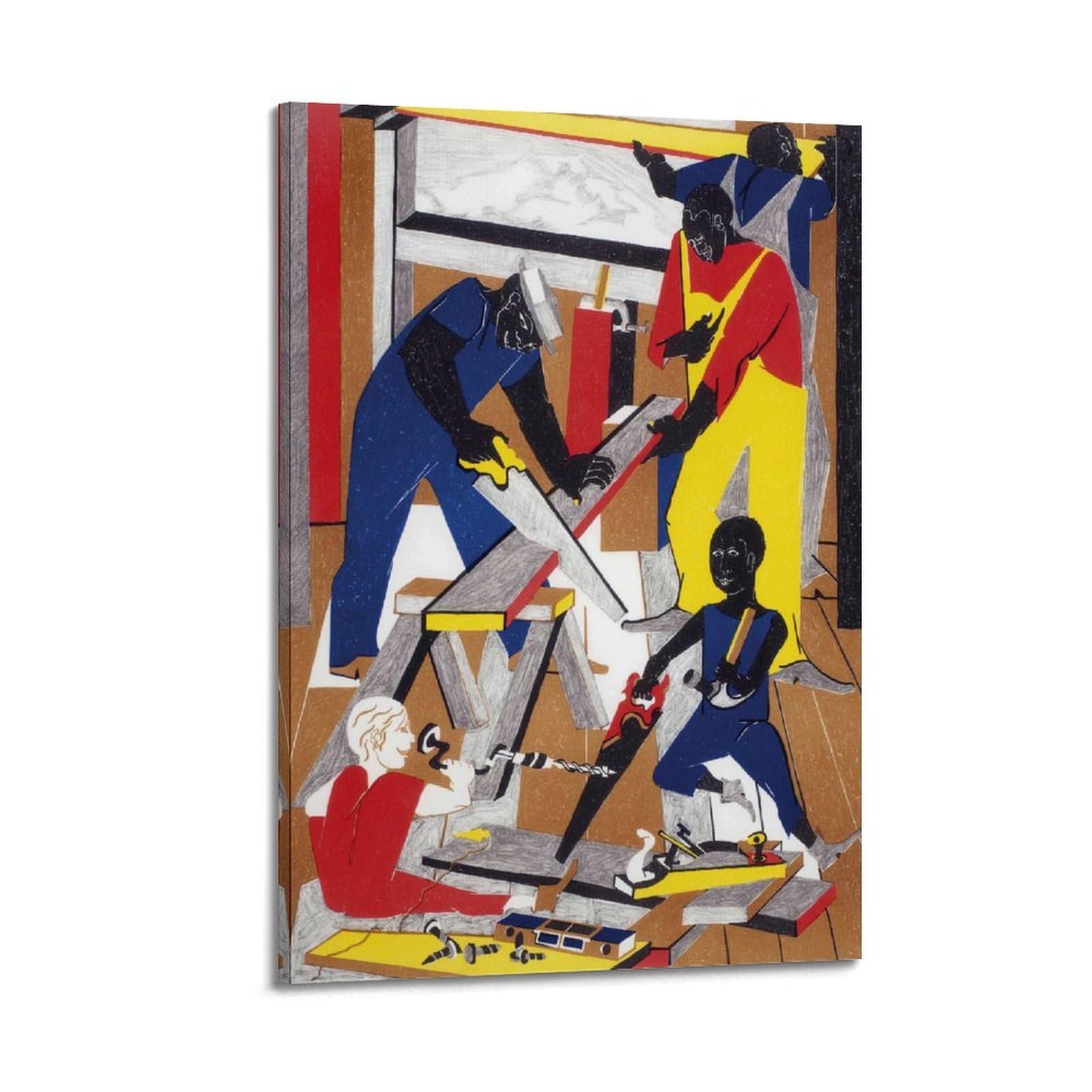 Jacob Lawrence Painter Masterpiece Poster Workshop 1972 toile art de 20 x 30 cm - 6