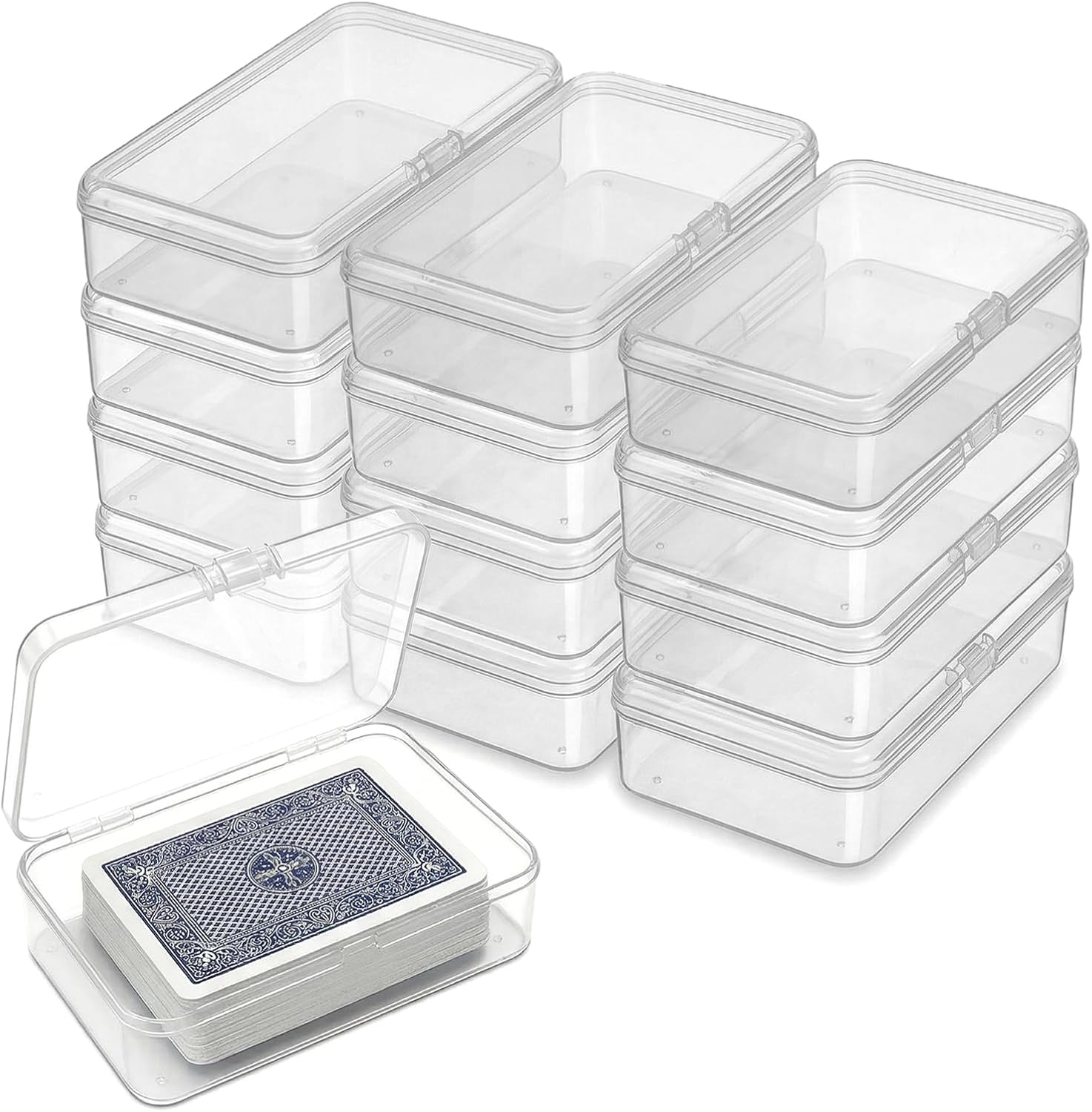 6 Pcs Mini Plastic Storage Containers with Lid, Clear Small Rectangle Organizer Box for Collecting Small Items, Beads, Crafts Accessories,4.1 x 3.0 x 1.0 inches (12)