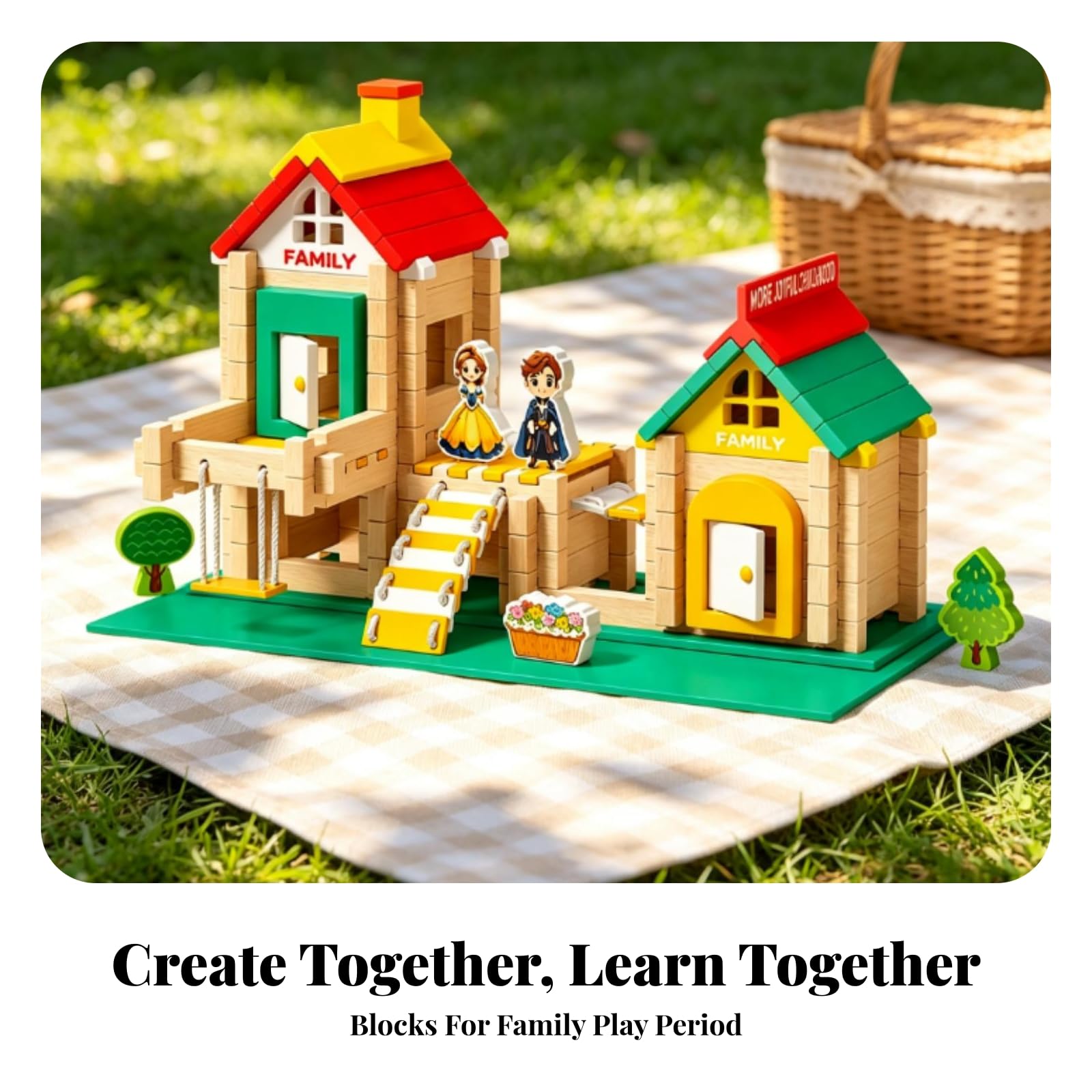 Set di Blocchi con Scatola di | Bordi Arrotondati Lisci, Set Blocchi Archittonici Colorati, Educativi, per Casa, Gioco Genitore-Figlio