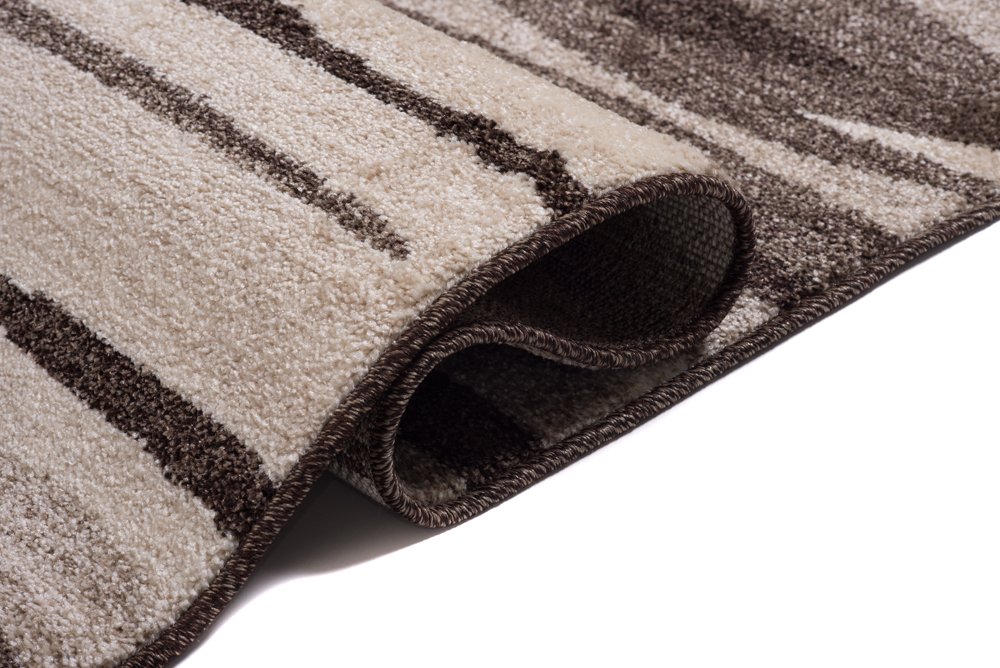 Tapiso Dywan Sari nakrapiany, krótkie runo, designerski, beżowy, brązowy, abstrakcyjne paski, zebra, do salonu, ÖKOTEX 140 x 190 cm