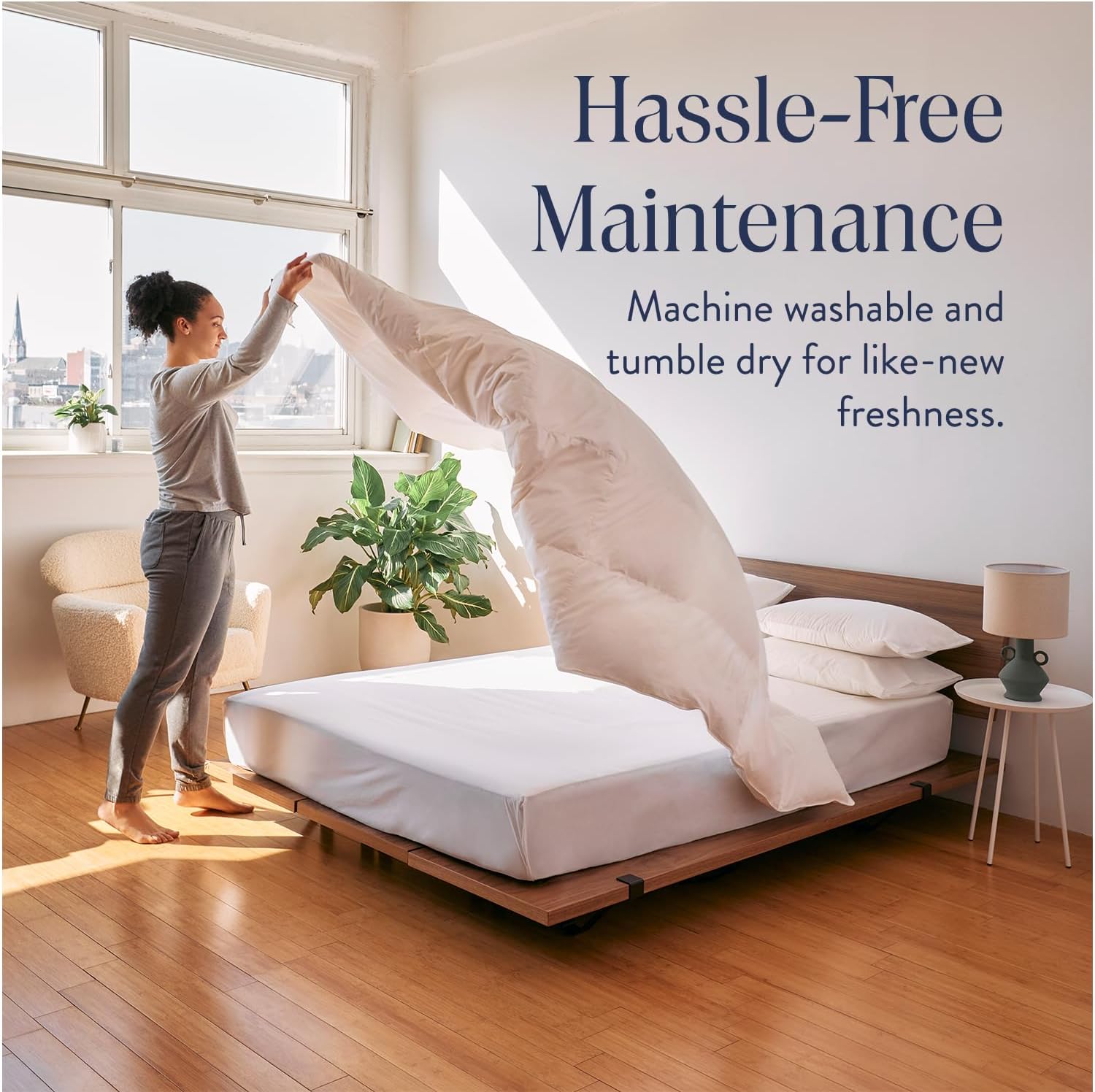 Brooklinen Ultra Warm Luxury Down Comforter, 100% Natural Canadian Duck Down Duvet Insert - 750 Fill Power, Baffle Box Construction, 100% Cotton Shell, King/Cali King Size Comforter