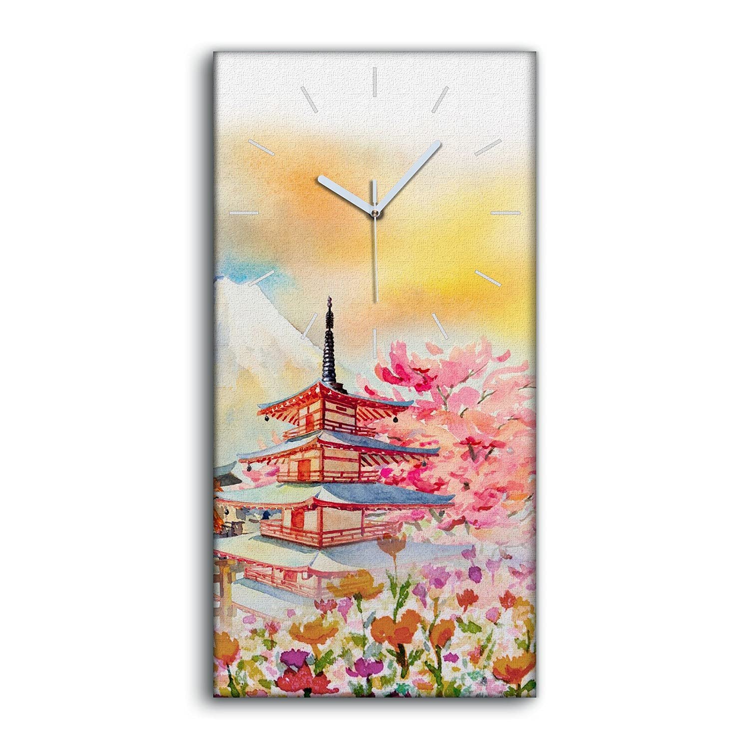 Horloge sur Toile 30x60cm Château Abstrait - Coloray Pendule Murale Salon