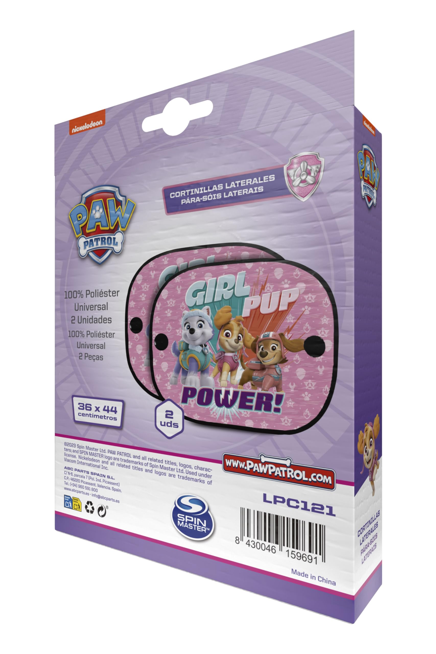 Paw Patrol Lot de 2 Rideaux latéraux microperforés de la Pat' Patrouille Roses avec Les Personnages Skye, Liberty et Everest. Protège des Rayons du Soleil et de la Chaleur
