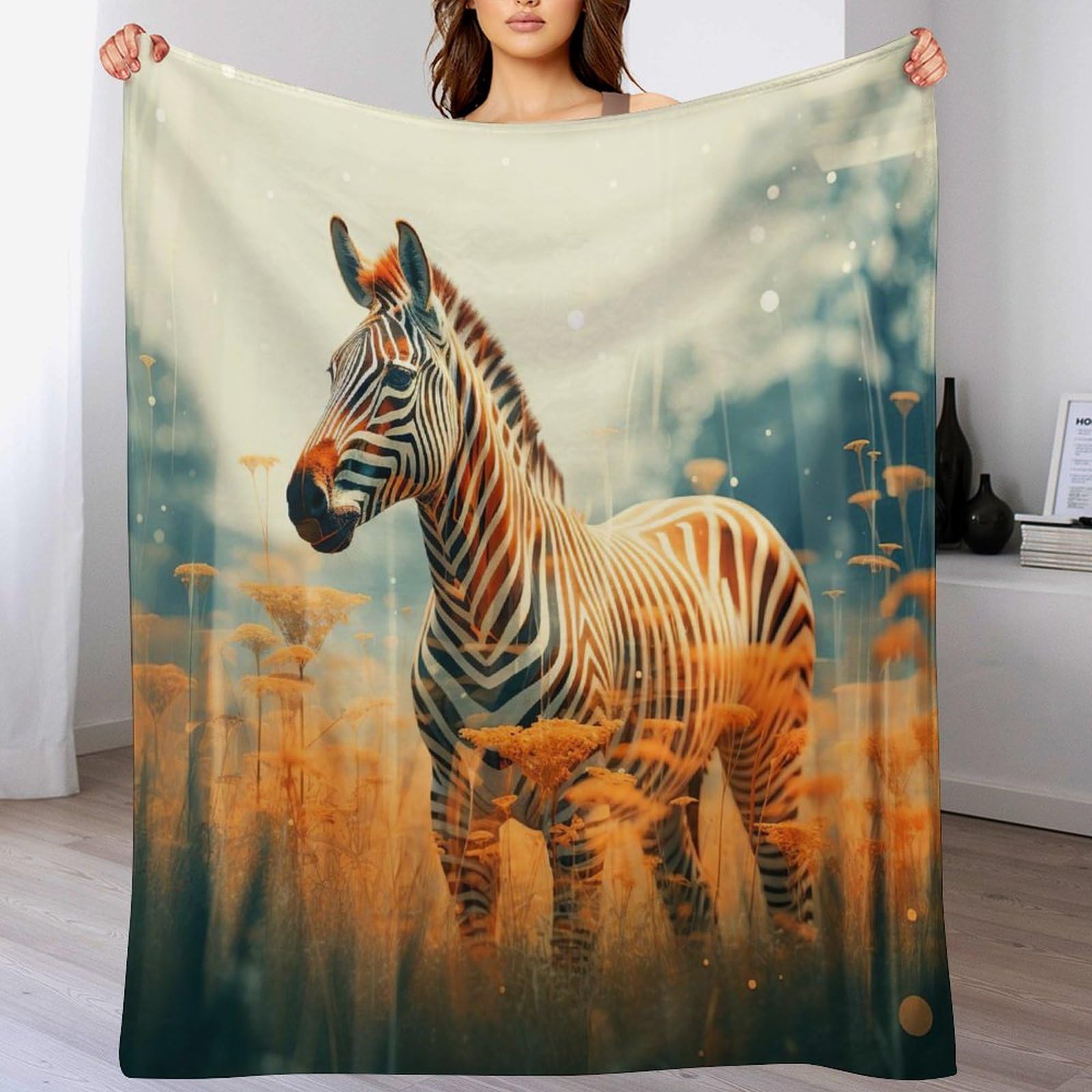 Manta de forro polar cebra contra el frio sábanas ligeras calidas de 130x150cm para cama
