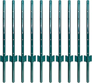 ARIFARO Sturdy Duty Metal Fence Posts 3 Feet,Pack of 10, 3-4-5-6-7 Feet No Digging Garden U Post for Wire Fencing Steel Fencing Poles for Yard, Outdoor