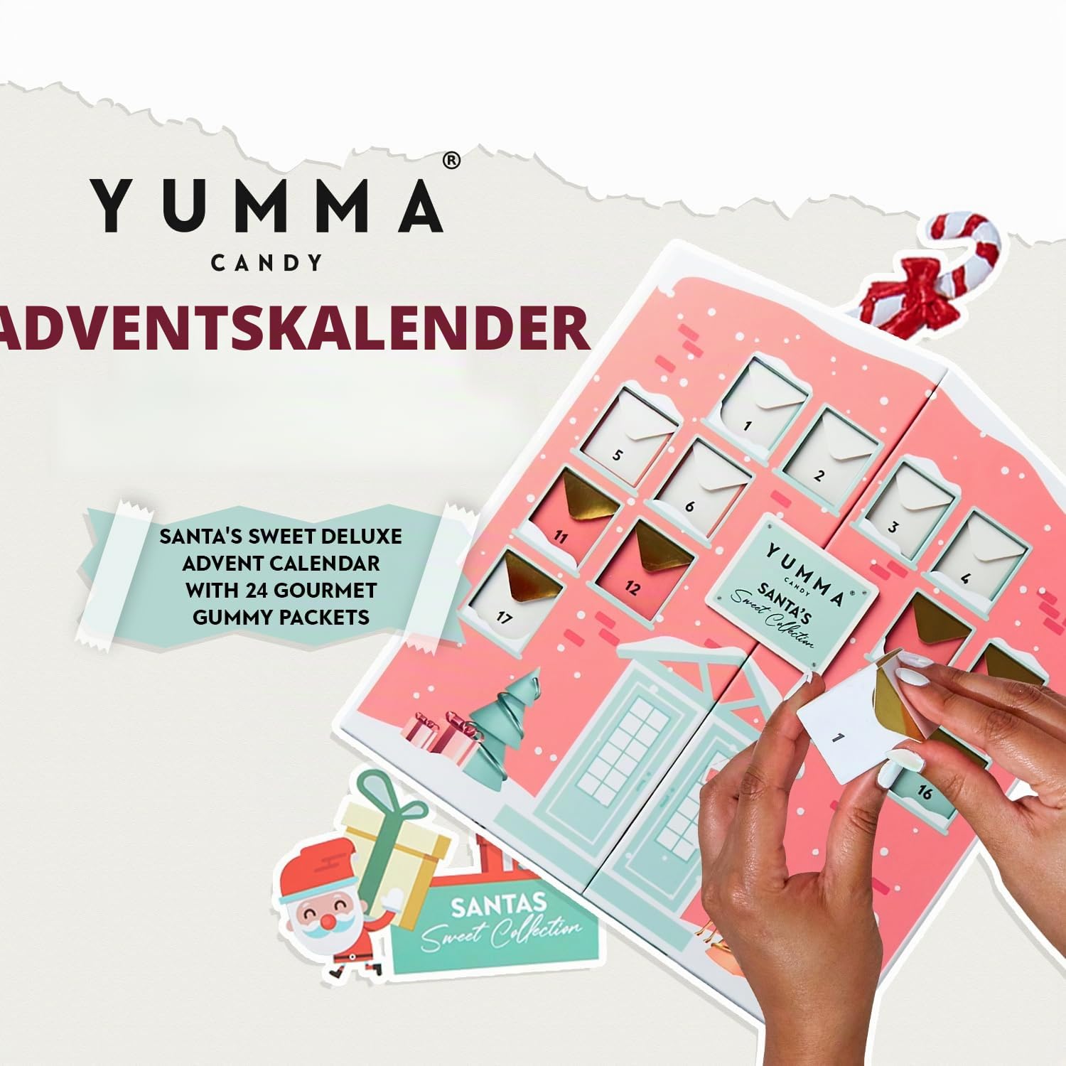 Yumma Candy Adventskalender | Luxuriöser Genusskalender mit 24 süßen Fruchtgummi-Überraschungen