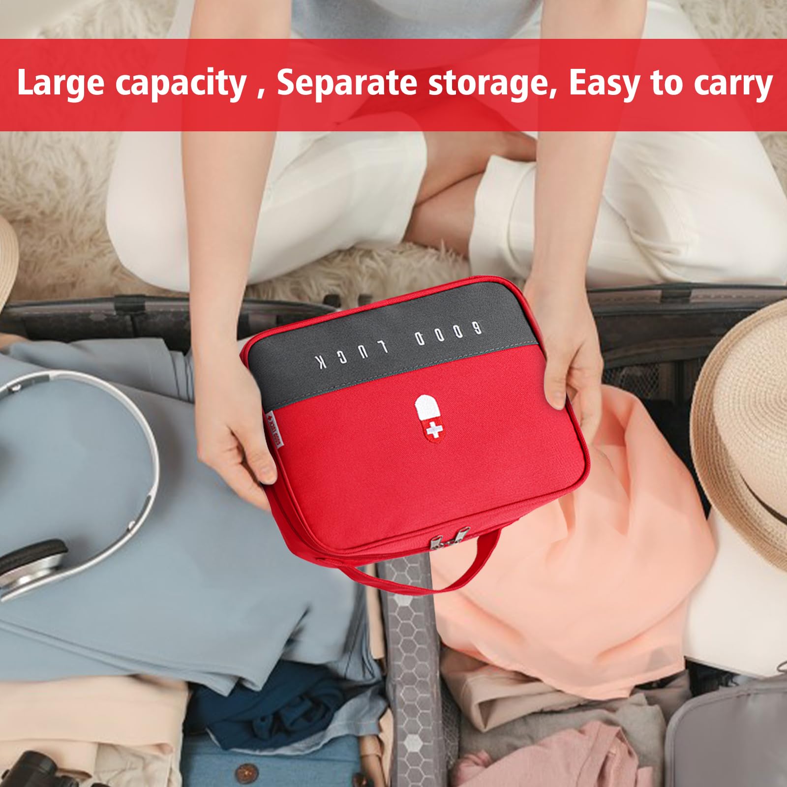 Bolsa Médica de Primeros Auxilios Portátil - Kit para Hogar, Oficina y Viajes - Gran Capacidad
