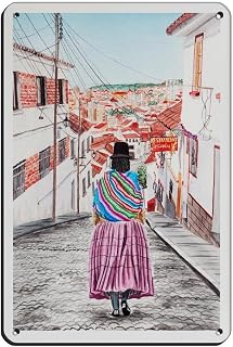 ZSULO ZSULOSucre Print Bolivia Wall Art Bolivia Art Print Sucre Cityscape Latin America Painting Travel Gift Tin Sign Travel Metal Pub Club Cafe Bar Home Wall Art Decoration