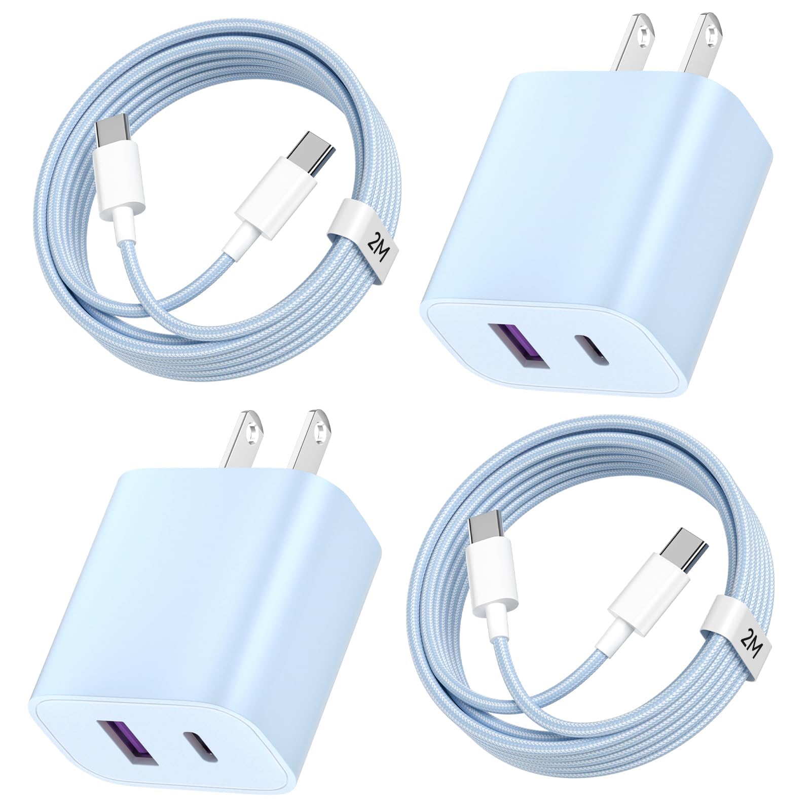 【32%OFF+48%OFF】【883円】 Kndaa 20W USB-C+USB-A 2ポート急速充電器 + 2m USB-C TO Cケーブル 各2個セット