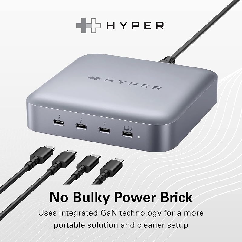 HyperDrive USB-C & Thunderbolt 4 Hub with Integrated GaN Power Source - Three Thunderbolt 4 Downstream Ports and One Upstream Port with 96W Passthrough Charging