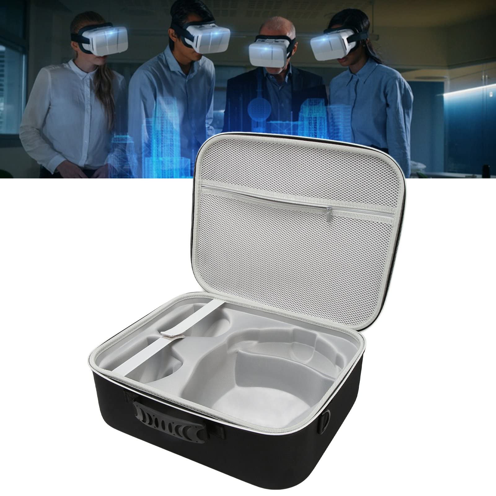 Haofy Custodia Rigida da Viaggio per PS VR2 con Cuscinetti in Spugna Borsa Portaoggetti Portatile per Accessori Console Interno Grigio