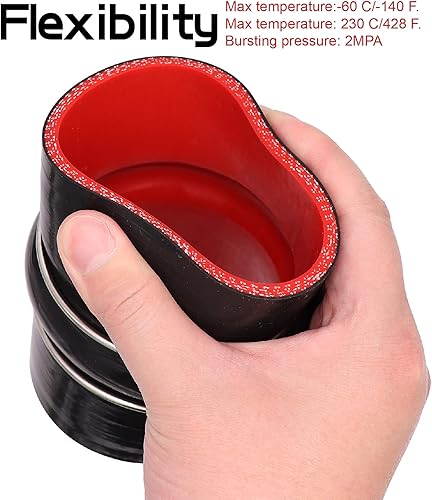 Miniatura 10 de Manguera de silicona de 4 pulgadas (4.016 in) ID Hump, manguera de acoplador recto reforzada de 4 capas, longitud 4 pulgadas de grosor 0.197 in con