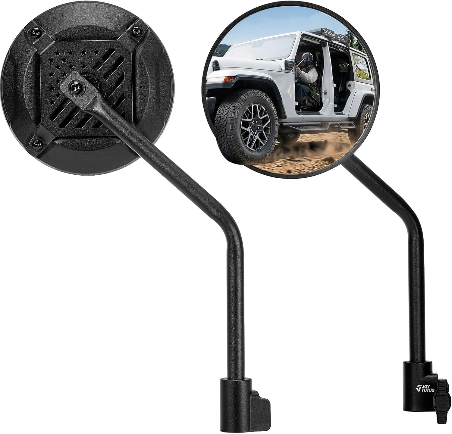 JOYTUTUS Mirrors Doors Off Compatible with 2007-2026 Wrangler JK JKU JL JLU Gladiator JT, Easier Install Door Hinge 6 Inch Mirror, Broad vision No Vibrate & Wobble