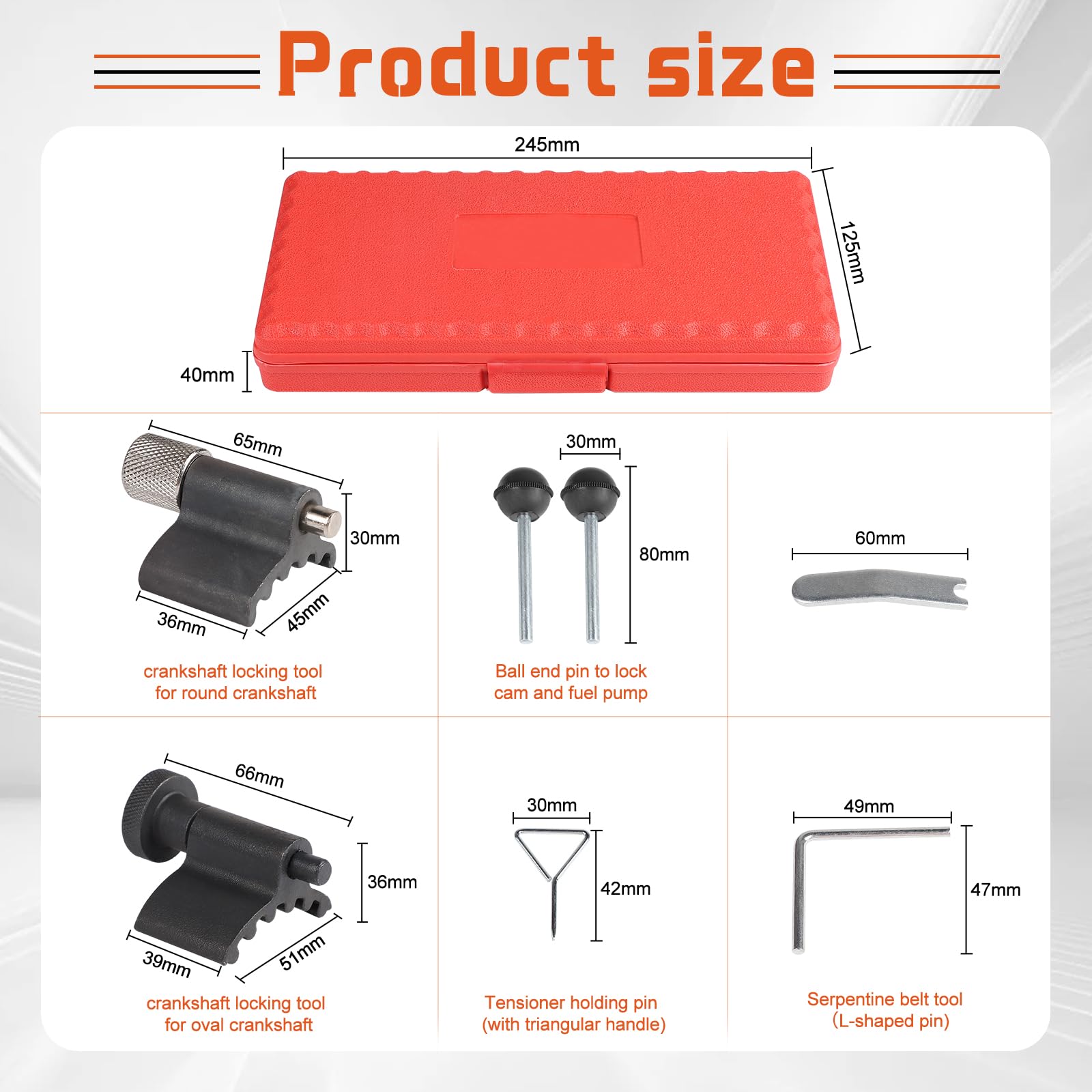 Kit Messa in Fase, Set di Attrezzi Distribuzione Compatibile con VW Audi SDI TDI 1,2 1,4 1,6 1,9 2,0 Kit Smontaggio Cinghia Alternatore con Scatola Portaoggetti Rossa
